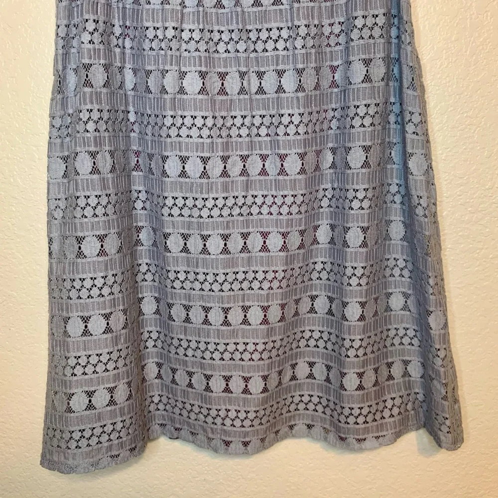 435 Matilda Jane Sovereign Lace Dress Short Sleeves Gray & Purple Girl Size 10